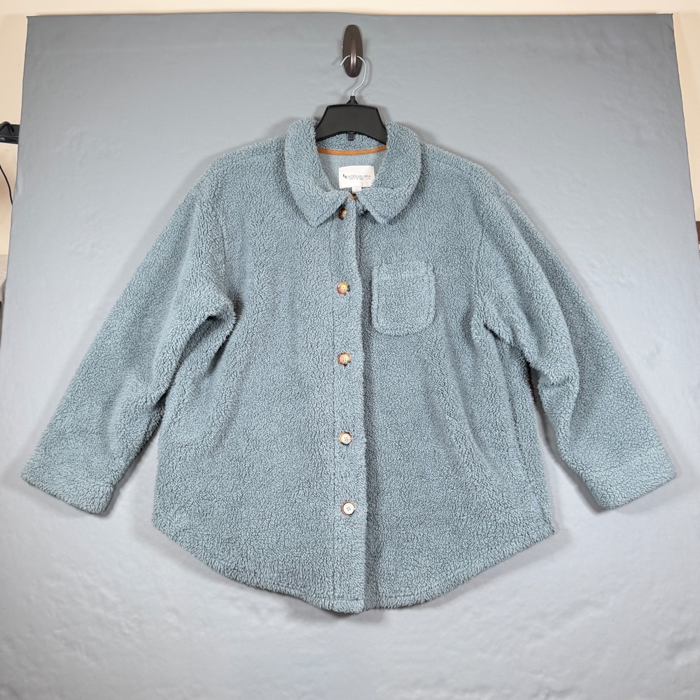 Koolaburra by UGG Jacket Womens Large Gray Sherpa Fleece Button Up Shirt Shacket
